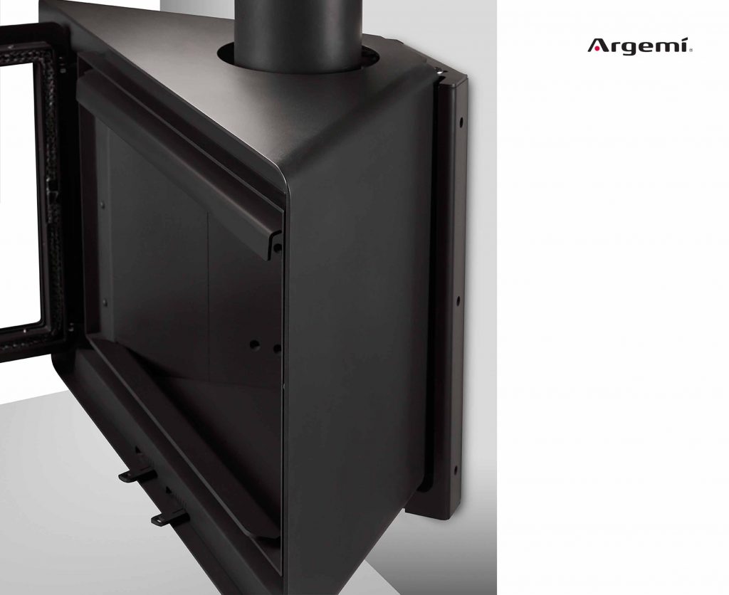 chimenea metálica frontal o rinconera y orientable ANGLE Argemi