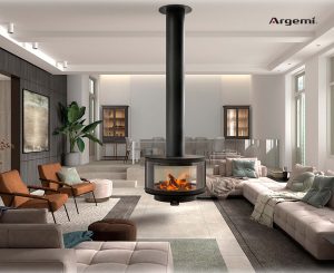 chimenea decorativa funcional de leña Ronde - xemeneia decorativa funcional de llenya Ronde